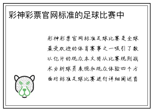 彩神彩票官网标准的足球比赛中